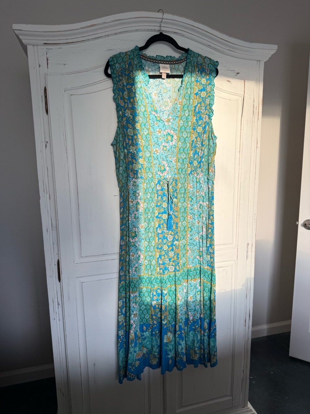 Knox Rose Boho Teal Floral Maxi Dress